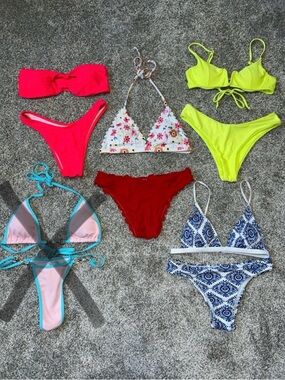 Mixed Bikini Set Lot - Bright Neon, Floral, Red & Blue Patterns